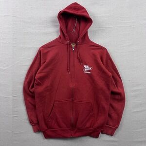 70s Velva Sheen Zip Hoodie Large Red DEKALB Sorghum Vintage‎ Graphic Made in USA